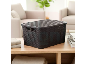 Caixa Organizadora Rattan 18 Litros Preta – 38x28x18 cm